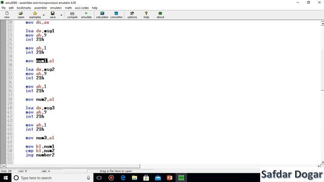 Program in Assembly Language Read Three Numbers from User and Display Largest Number on Screen - 30 смотреть онлайн