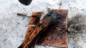 Опаливание говяжьей ноги.