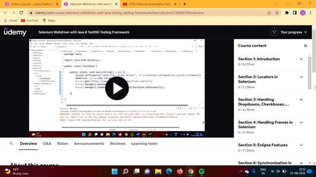 Learn & Get Udemy Certificate for course "Selenium Webdriver with Java & TestNG Testing Framework"