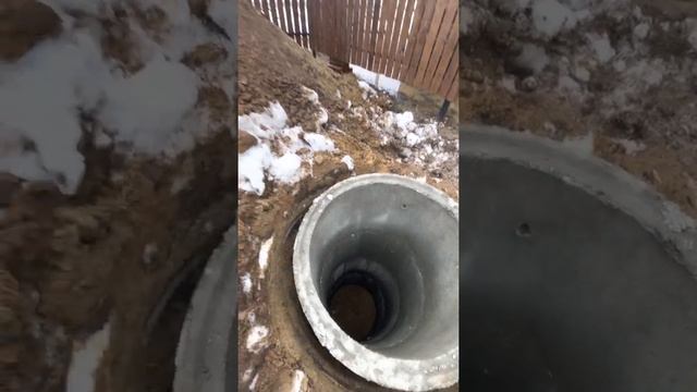 Процесс бурения септика из колец. Грунт - глина. Бурение усложняется из-за избыточной влаги