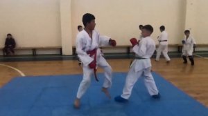 Подсечка с задней ноги. Мамадхучаев Муллохуча. #karate #wkf #kumite