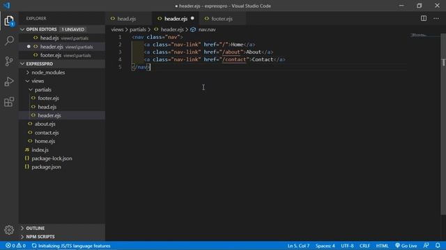 Node JS Tutorial - Partial Templates