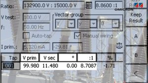 Измерение Кт и тока намагничивания  холостого хода трансформатора
