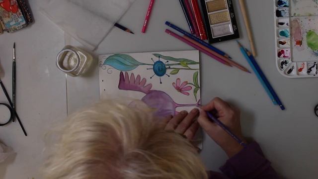 Artjournalpage Whimsical Funny Bird смотреть онлайн