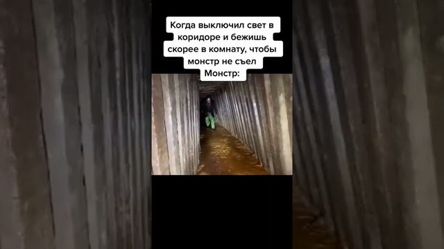 когда выключили свет в коридоре и бежишь скорее в комнату чтобы не сьел  Монстр !!!!