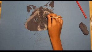 Как нарисовать Енота гуашью?/How to draw a Raccoon with Gouache