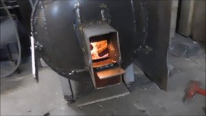 Печка в гараж из газового болона! 2 часть