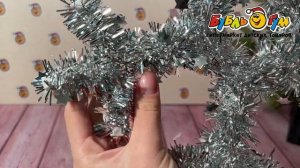 Украшение подвесное Снежинка из мишуры 34см