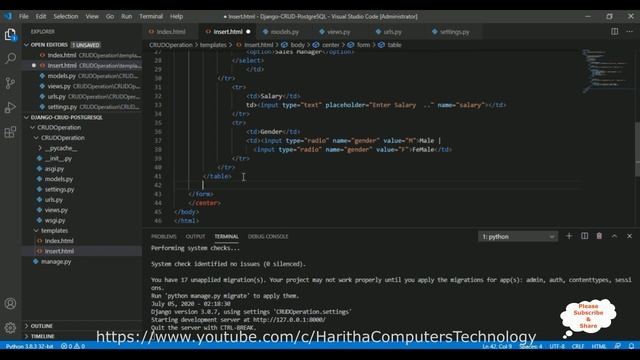 Django CRUD operation (create, read, update, delete) PostgreSQL смотреть онлайн