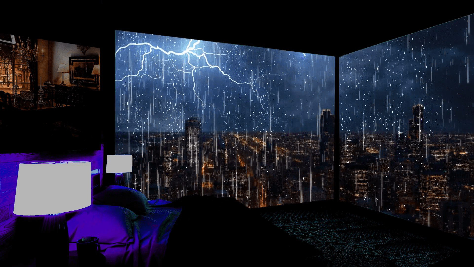 Звуки дождя и грома в уютной комнате смотреть онлайн