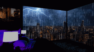 Звуки дождя и грома в уютной комнате