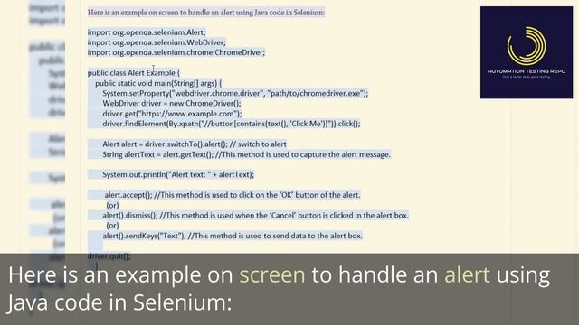 How to handle Alerts in selenium with java short video