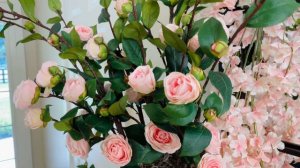 30" Pink Camellia Stem, Set of 4