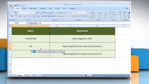 How to use the LN function in Excel
