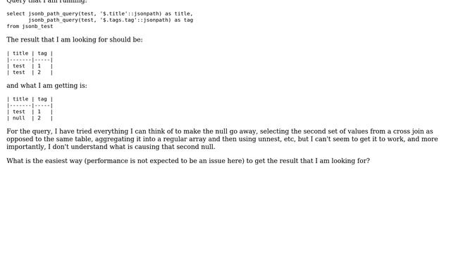 Extract and combine multiple values from a jsonb column смотреть онлайн