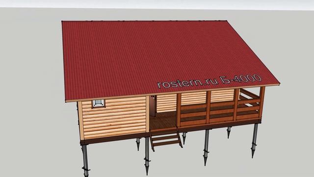 Деревянная баня на сваях Б-4000 #ростерн #баня #проект #дом #строительство #брус
