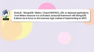 NodeJS : MongoDB / Meteor / Export MONGO_URL to deployed applications