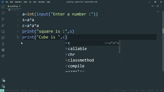 find Square and cube of a number Python program || practical program - 01