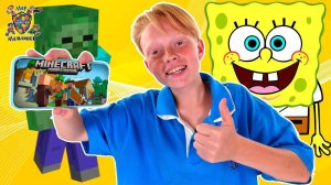 МАКС ИГРАЕТ: МАЙНКРАФТ И БИКИНИ БОТТОМ! ГУБКА БОБ И МОБЫ ИЗ MINECRAFT - ЛУЧШИЕ ПРИКЛЮЧЕНИЯ!