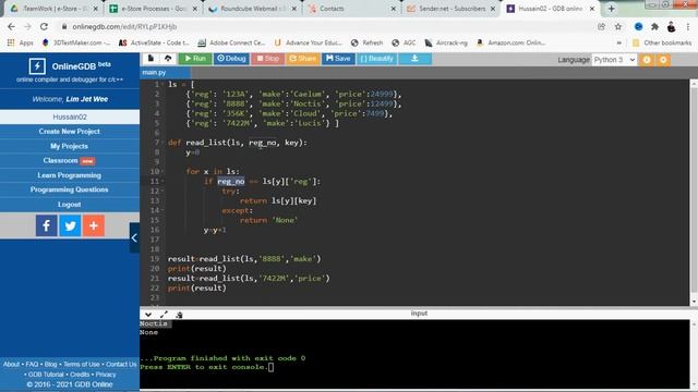 Python ~ Dictionary Data Type And Exception Handling