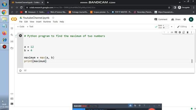 Python program to find the maximum and minimum - Google Colab