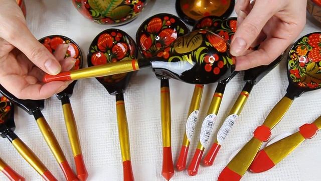 Ложки Хохлома | Хохломские деревянные ложки - хороший сувенир, подарок смотреть онлайн