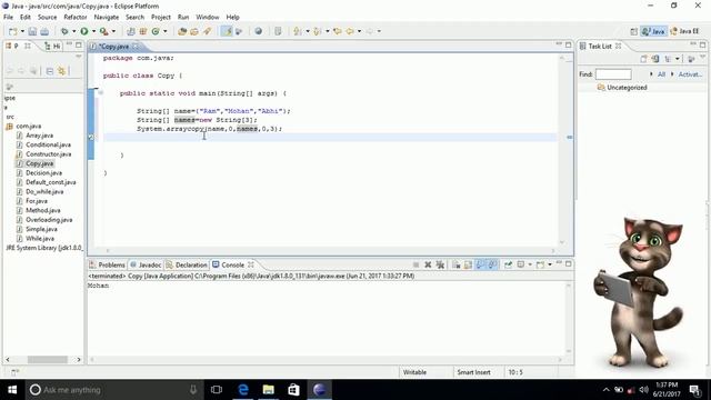 JAVA : arraycopy method смотреть онлайн