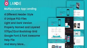 Landie Multipurpose App Landing PSD Template | Themeforest Website Templates and Themes