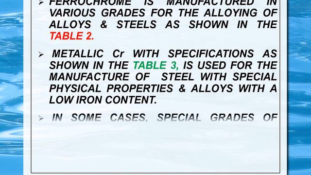 PRODUCTION OF FERROCHROME