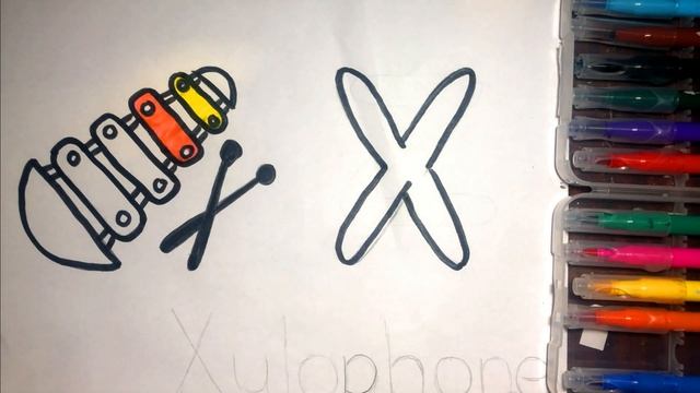 How to draw letter X and Xylophone for kids? //Как нарисовать букву Х и Ксилофон для детей? смотреть онлайн