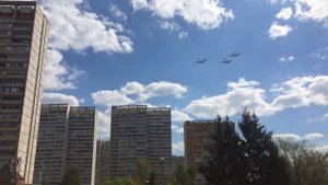 Пролёт самолётов ВКС России над Зеленоградом 07.05.2016