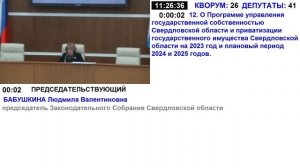 Шестнадцатое заседание Законодательного Собрания Свердловской области 6 декабря 2022 г.