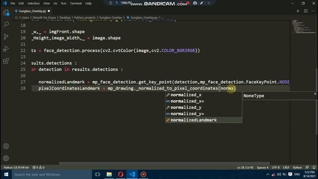 Realtime AR glasses on face with python OpenCV | Face Recognition | Python for beginners
