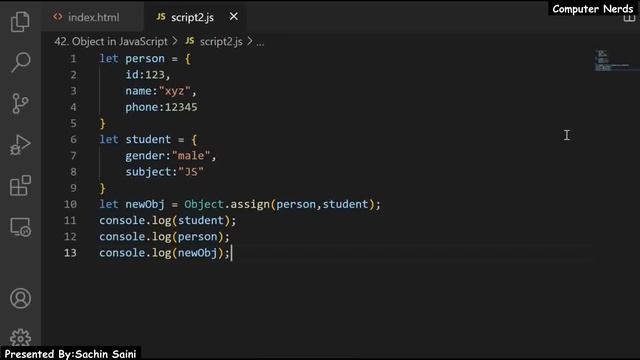 48. Merge two or more objects in JavaScript | JavaScript Tutorial for beginners in Hindi