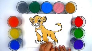 Симба КОРОЛЬ ЛЕВ, раскраска для детей. Учим ЦВЕТА / Babybox art