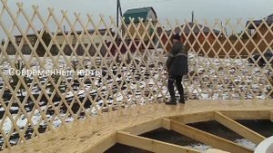 Монтаж юрты зимой/ВСЕ тонкости монтажа каркаса/Современные юрты/Installation of a yurt in winter