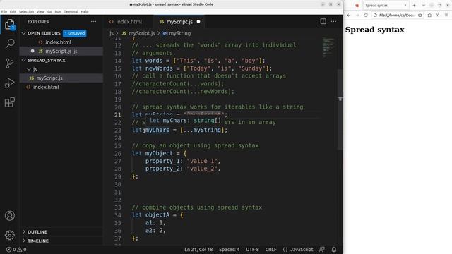 Spread syntax or spread operator - Basic JavaScript Fast (39)