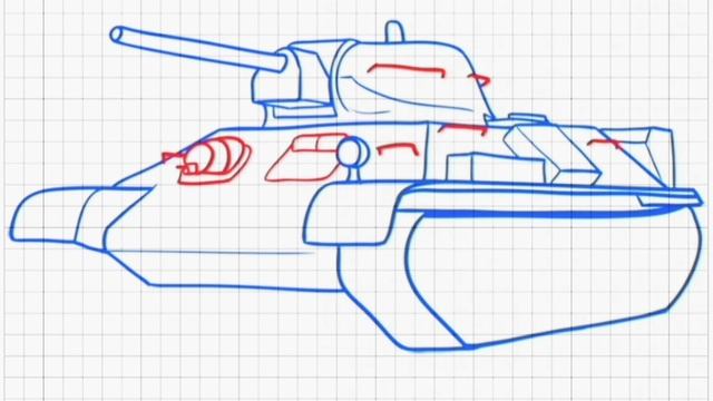 Танк Т-34.Пошаговый рисунок .Рисуем сами Легендарный танк Т-34. смотреть онлайн