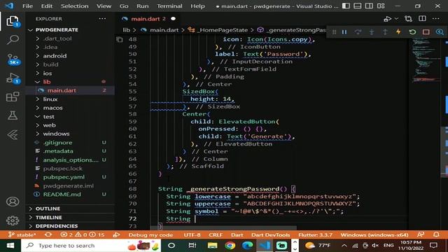 Random Password Generator Application With Flutter. Learn Flutter App Development Courses.