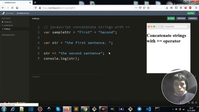JavaScript Concatenate strings with += operator