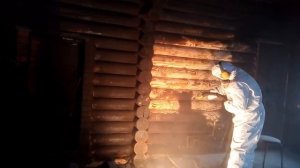 Очистка сгоревшей бани  от сажи и копоти, ликвидация запаха гари