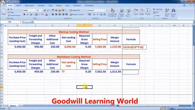 Excel Costing Formula :Important Costing Formula in Excel with Markdown and Markup Value Video смотреть онлайн