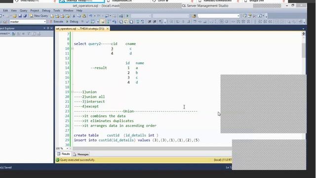 SQL Set Operator in Telugu | SQL operator | SQL Tutorial | SQL  SQL Tutorial in Telugu | SQL
