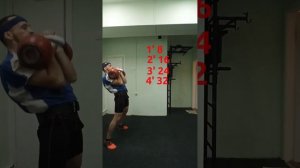 Толчок по длинному циклу 32+32кг/64/8мин