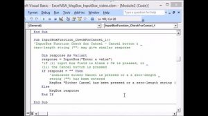 Using Input Box in vba code, the InputBox Function