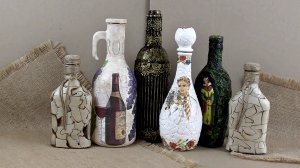 Несколько вариантов декора бутылок