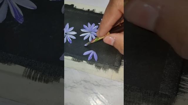 Aesthetic one stroke flower painting. #youtubeshorts #shorts