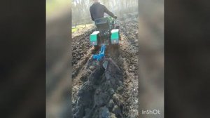 Вспашка мотоблоком 12 к.с, обзор адаптера