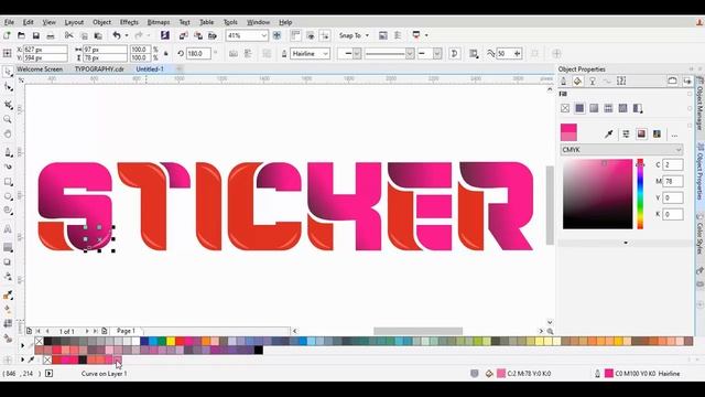 sticker text design in CorelDraw ll How to create Sticker Text Effect ll corel draw designs смотреть онлайн