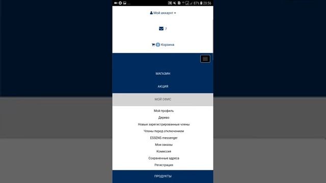 Обзор личного кабинета Essens